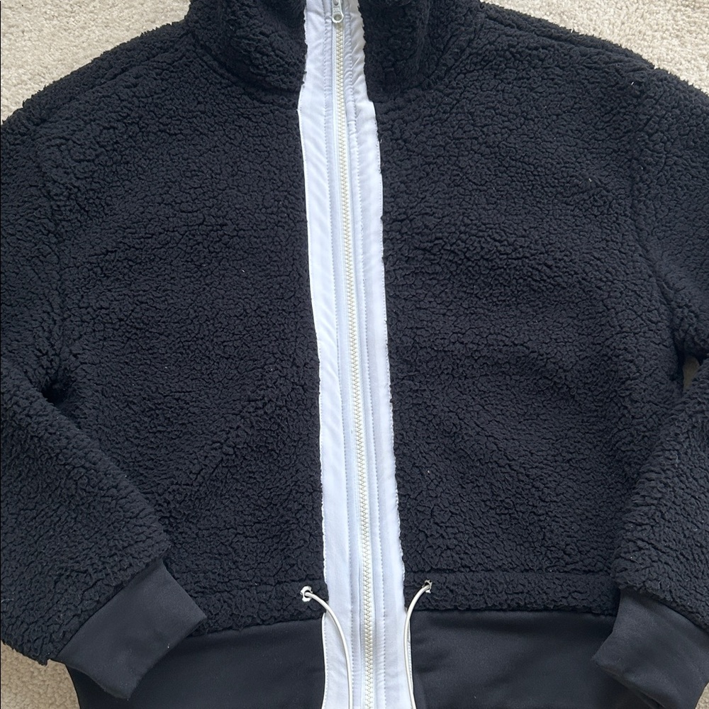 Joe Fresh X Sasha Exeter Black Teddy Jacket with White Zipper - Size M - Picture 3 of 8